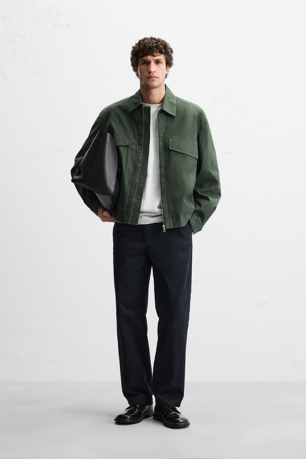 

Легкая куртка с карманами ZARA, зеленый