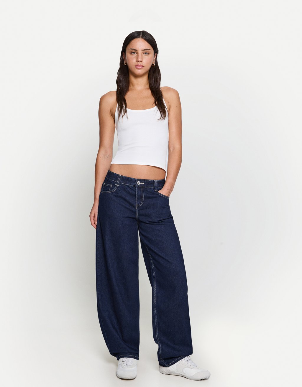 

Джинсы свободного кроя BALLOON - BAGGY Bershka, темно-синий