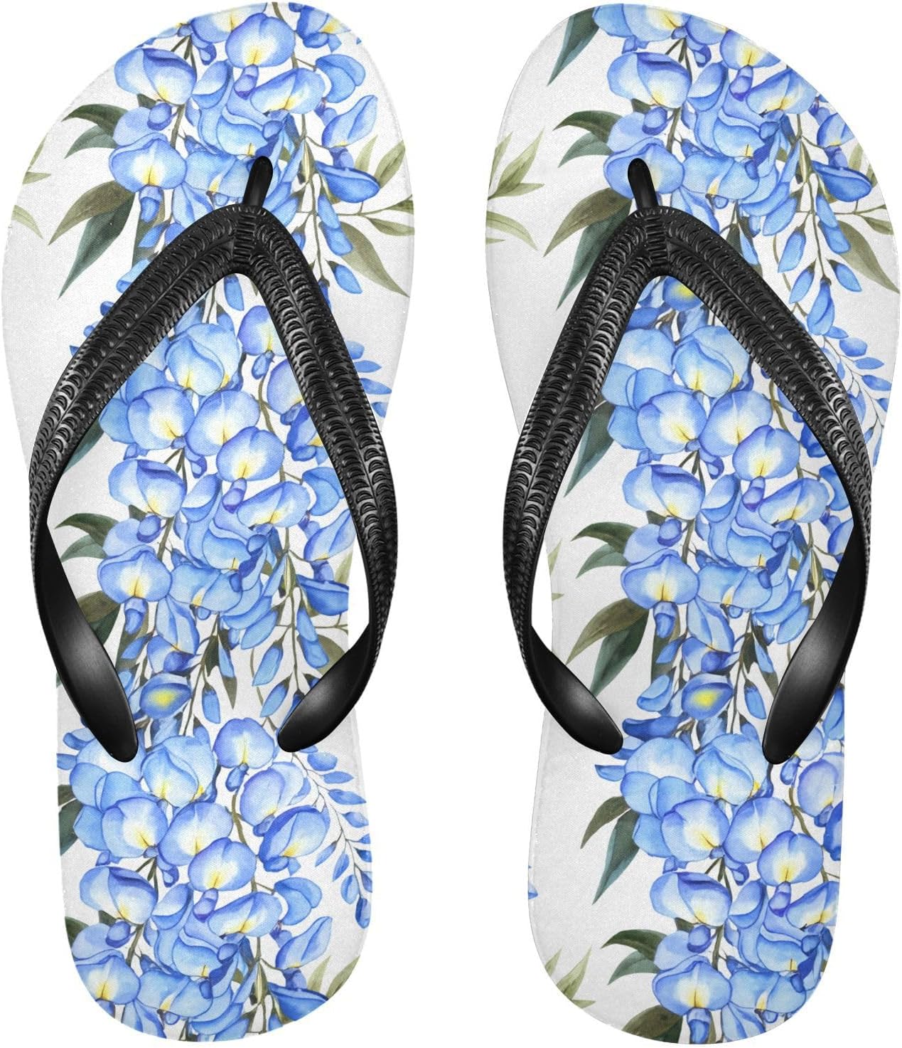 

Шлепанцы с рисунком голубых листьев глицинии, пляжные сандалии-вьетнамки, резинескользящие летние тапочки для женщин и мужчин Sinestour