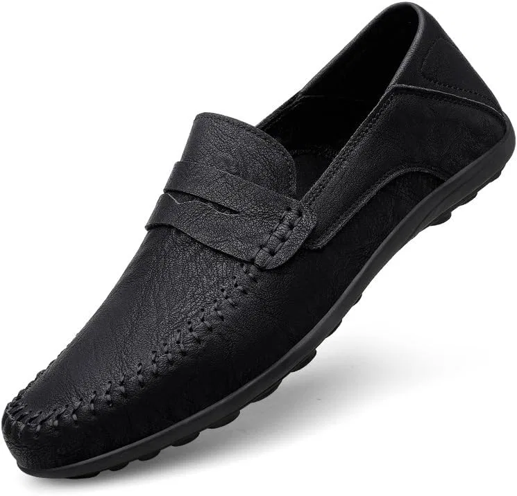 Мужские лоферы из экокожи, на плоском каблуке, нескользящие, Black SayfuR
