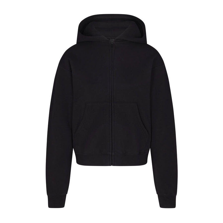 

Классическая толстовка с капюшоном на молнии SKIMS Cotton Fleece, цвет Onyx