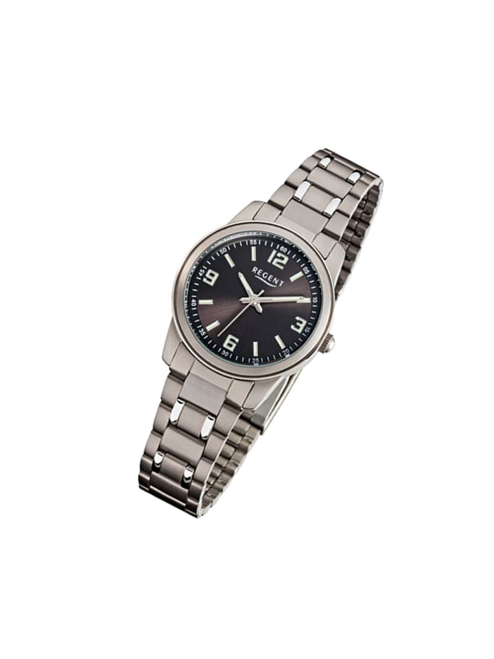 

Аналоговые наручные часы Regent из титана, серебристо-серые, малый размер (примерно 27 мм)