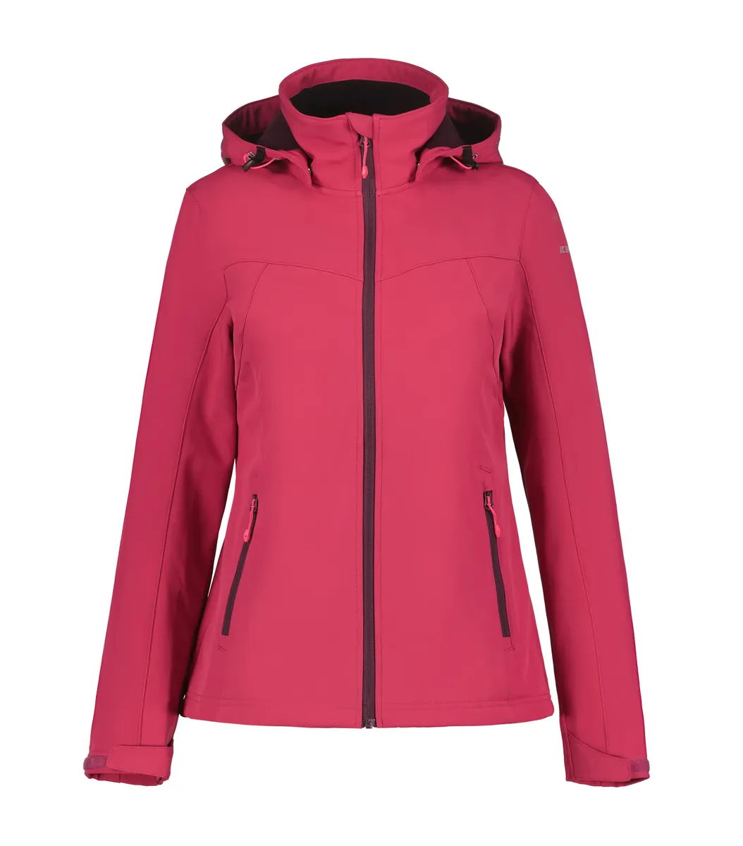 

Куртка из софтшелла Icepeak "D SOFTSHELL JACKE BRENHAM", с капюшоном и высоким воротником-стойкой, малиновый