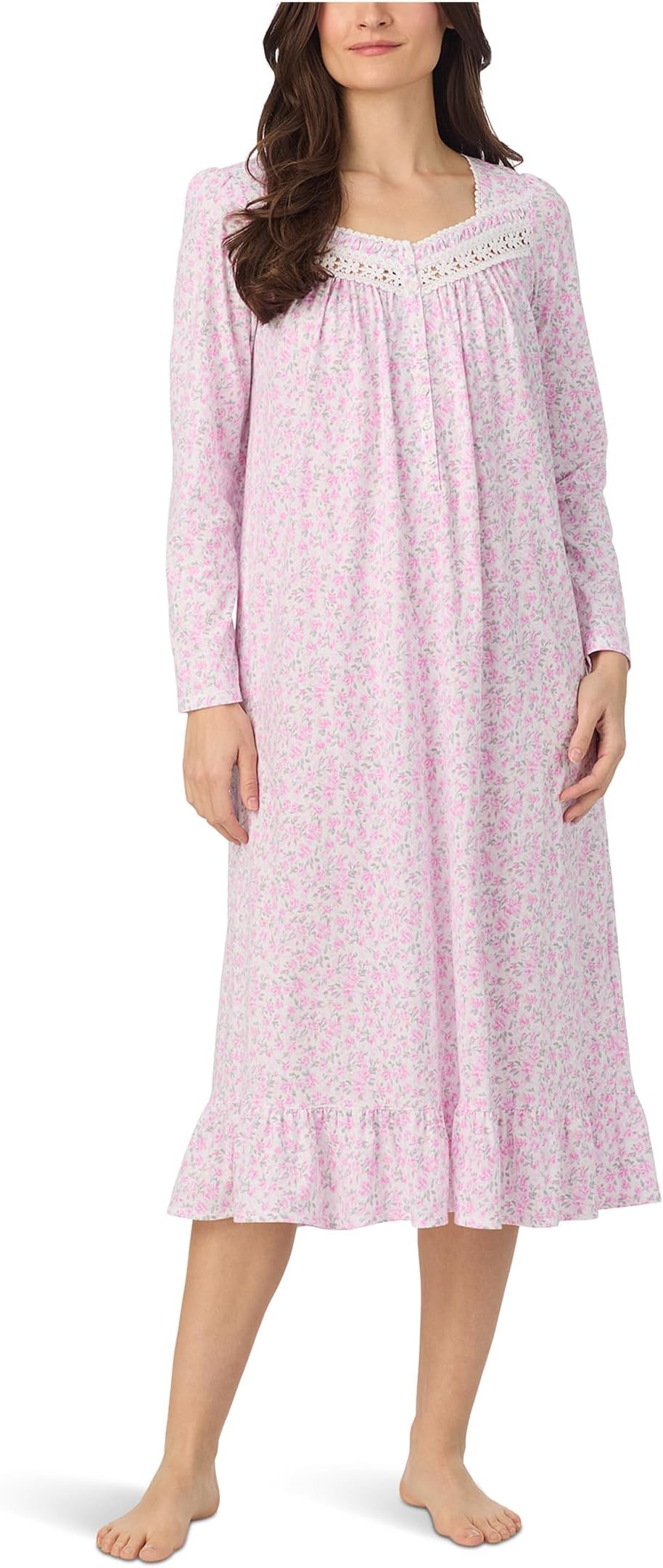 

Ночная рубашка Eileen West Cotton Knit Long Sleeve Long Nightgown, цвет Pink Ground Rosebud