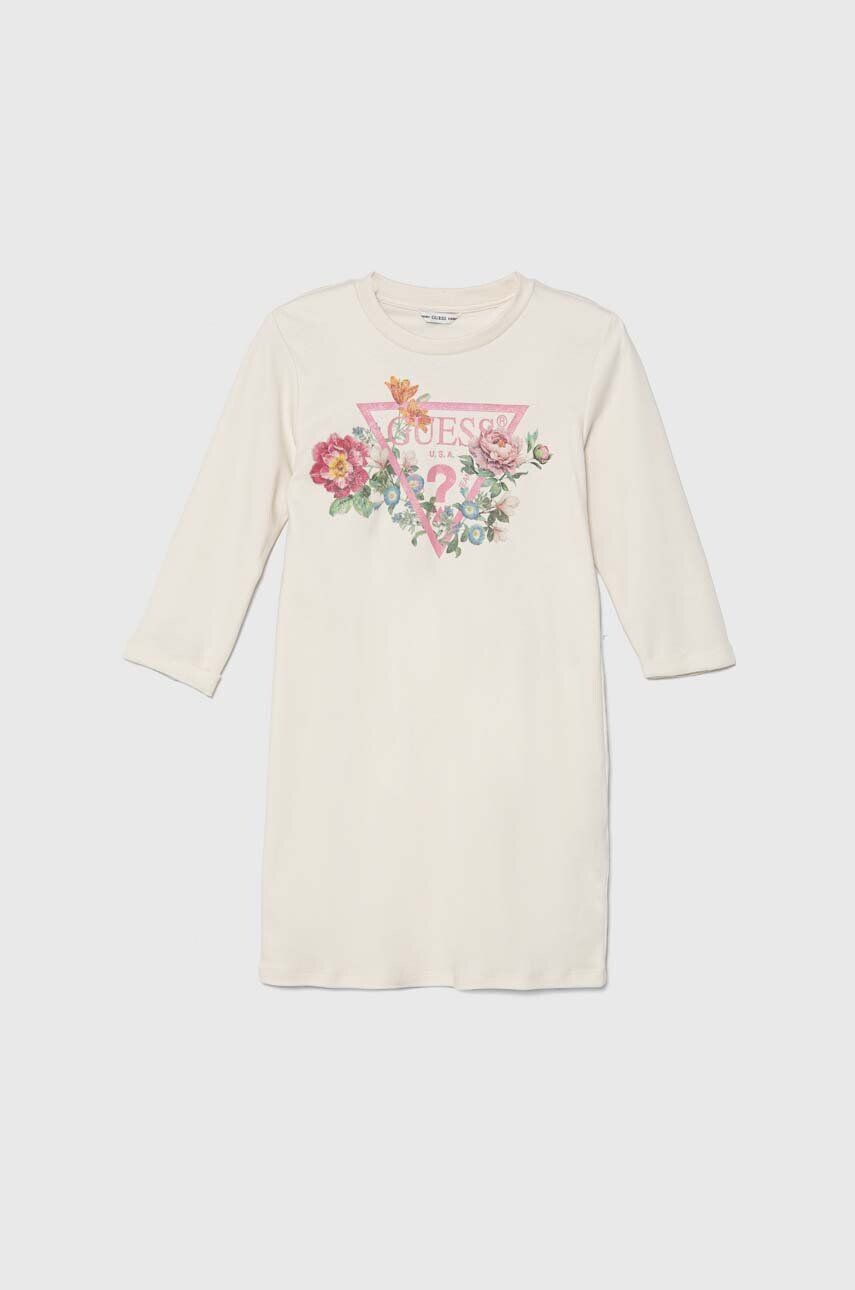 

Платье Guess из хлопка для девочки, бежевый