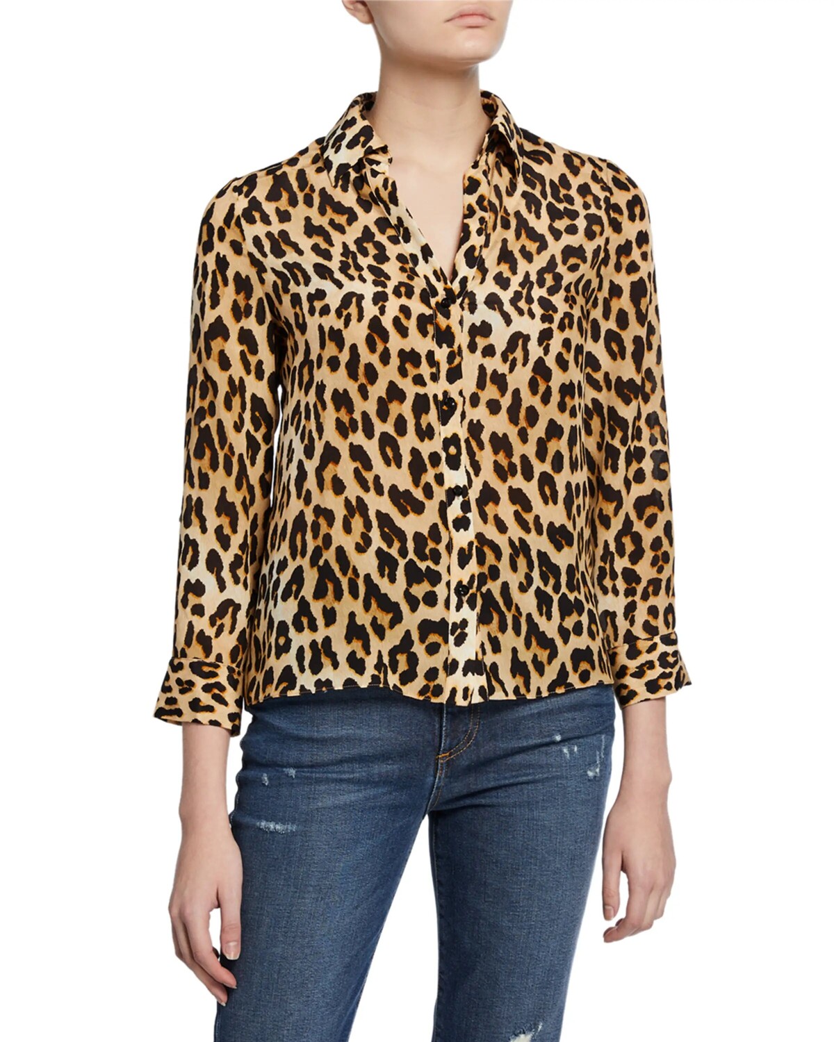 

Шелковая блузка на пуговицах Eloise Alice + Olivia, цвет Leopard