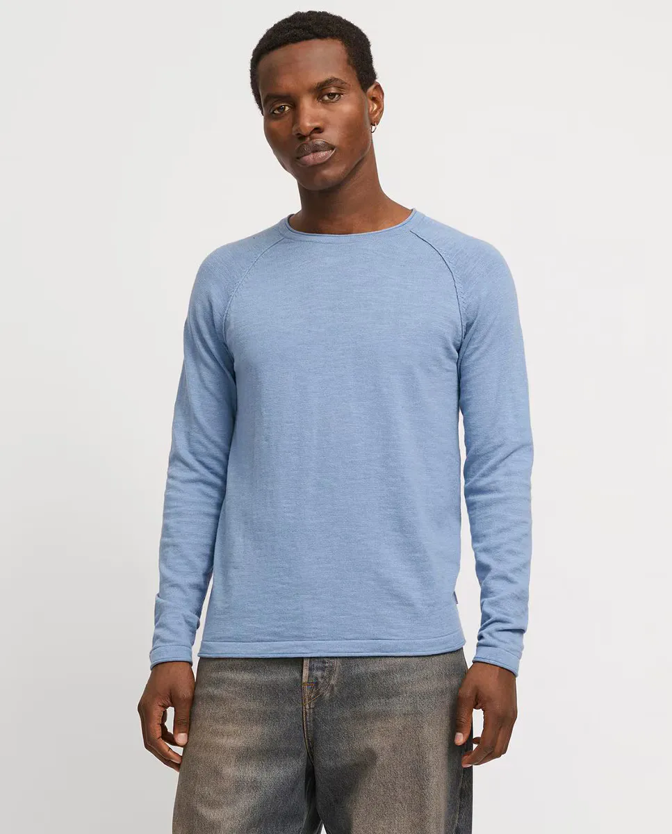 

Мужской вязаный свитер прямого кроя с длинными рукавами Jack & Jones, синий