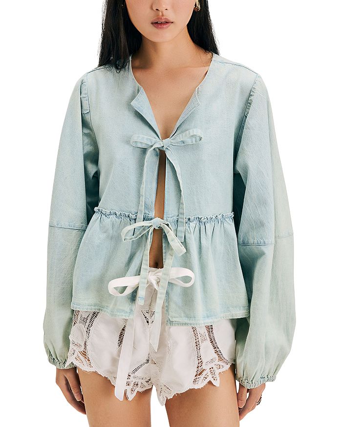 

Джинсовый топ Brunch Babe Free People, синий