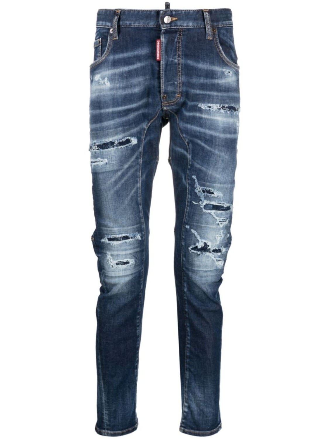 

DSQUARED2 зауженные джинсы с прорезями, синий