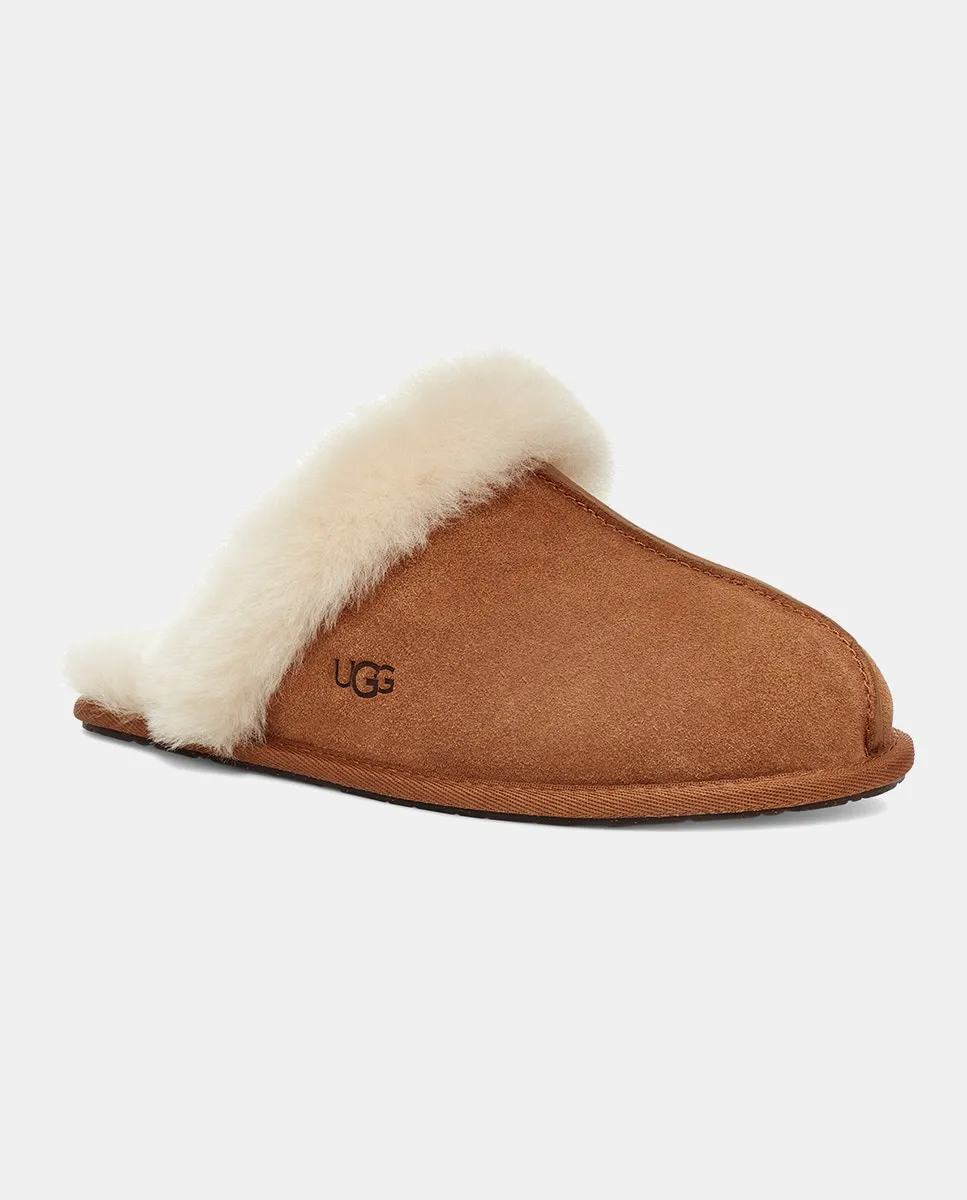 Женские тапочки Scuffette II с внутренней подкладкой и меховым воротником UGG, цвет Camel — фото 4