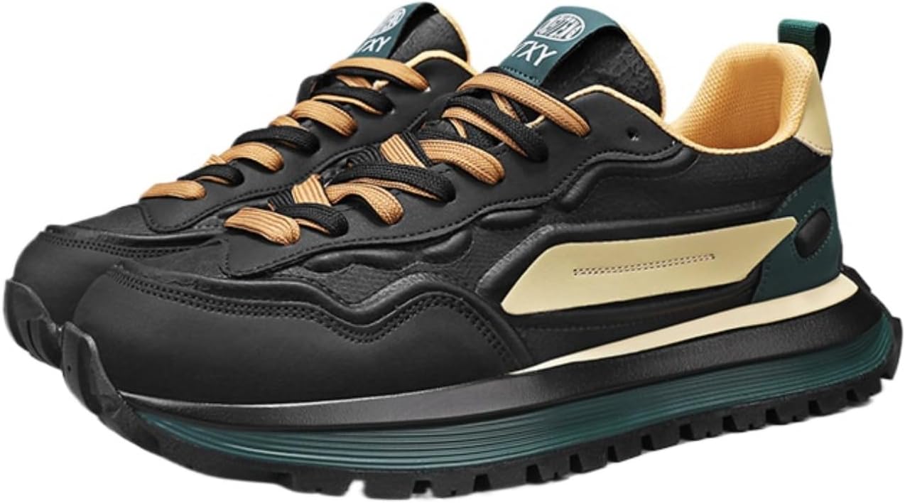 

Мужские дышащие кроссовки Dad Shoes 2025- Нескользящие повседневные кеды с мягкой амортизирующей подошвой и эластичными шнурками Azttoztto, черно-абрикосовый