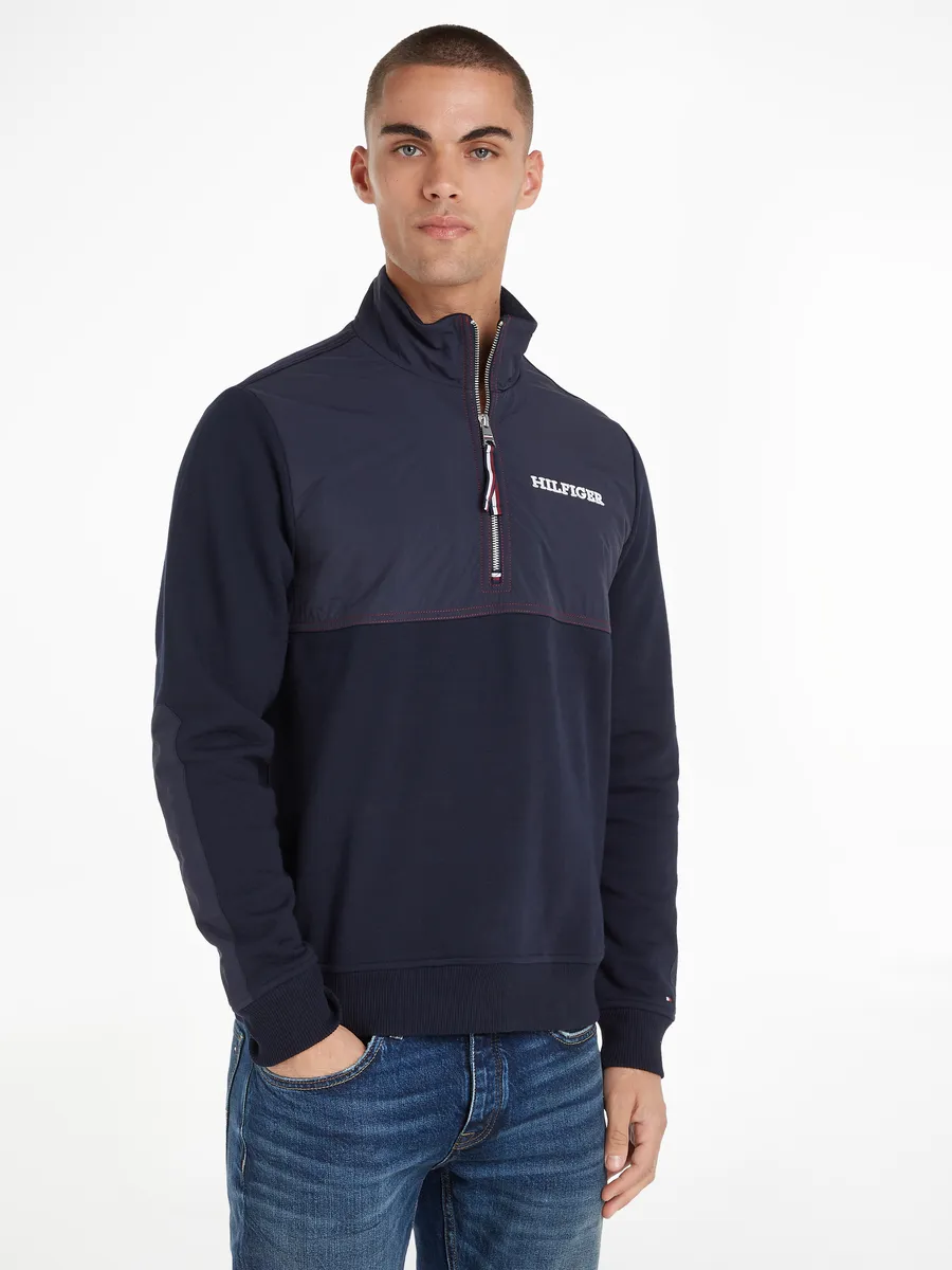 

Толстовка Tommy Hilfiger "MONOTYPE MIX MEDIA HALF ZIP", со вставками из других материалов, цвет Desert Sky