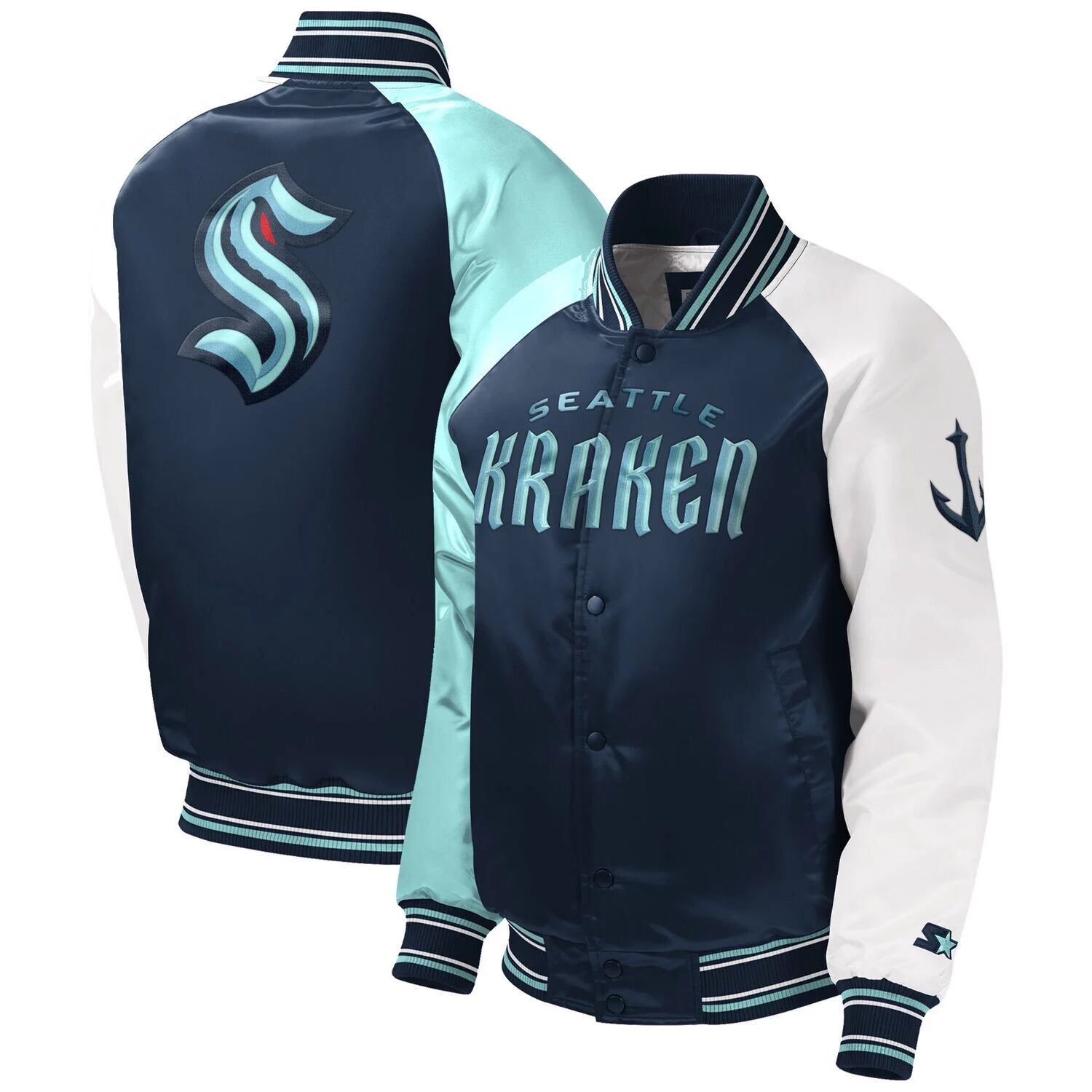 

Университетская куртка с длинными кнопками Youth Starter Deep Sea Seattle Kraken Raglan Starter