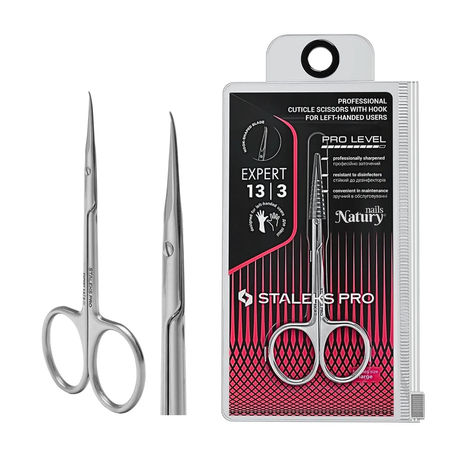 Профессиональные ножницы для кутикулы STALEKS PRO Expert SE-13/3 с крючком для левшей Natury Nails