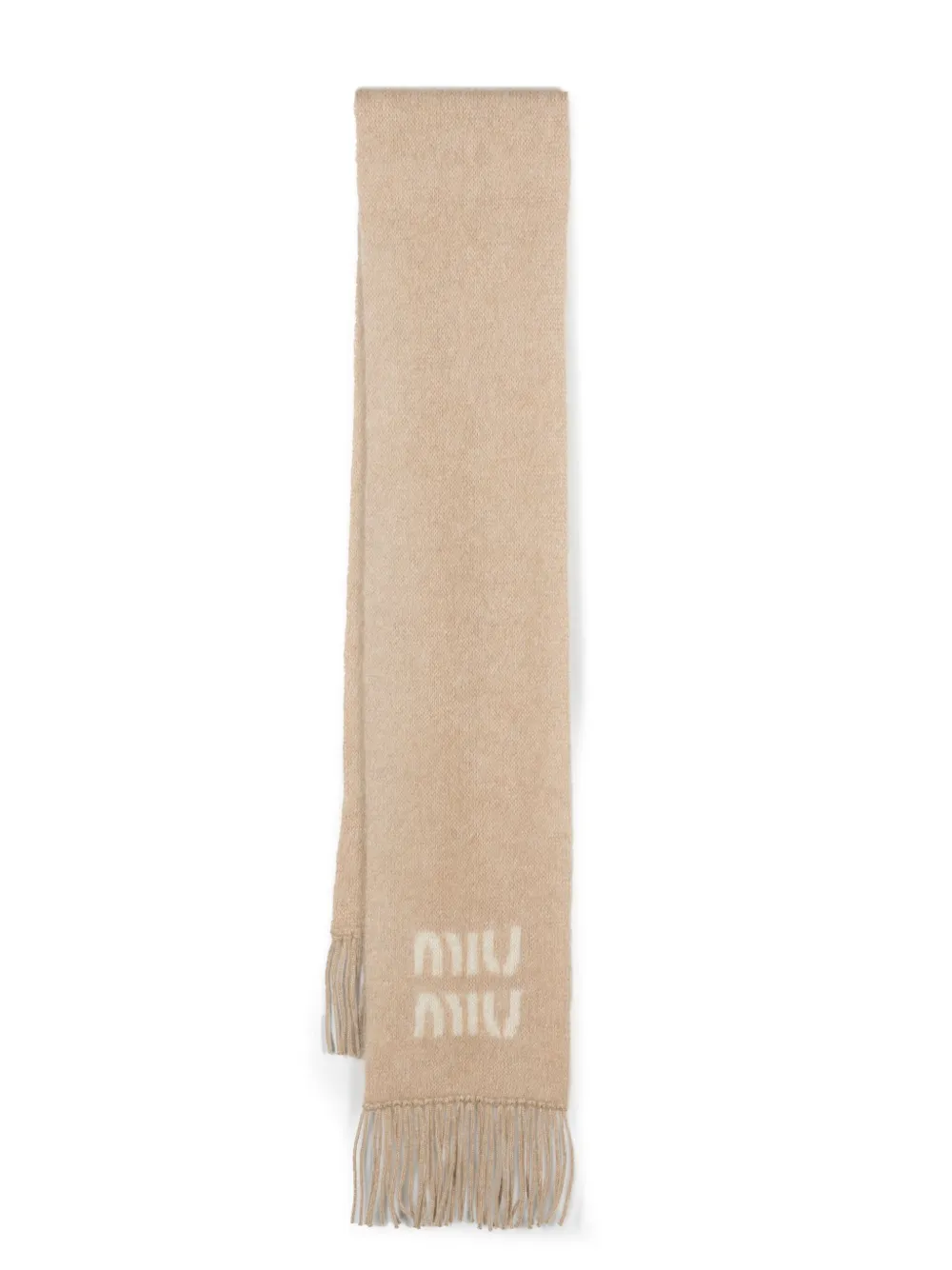 

Шарф с бахромой и логотипом MIU MIU, нейтральный
