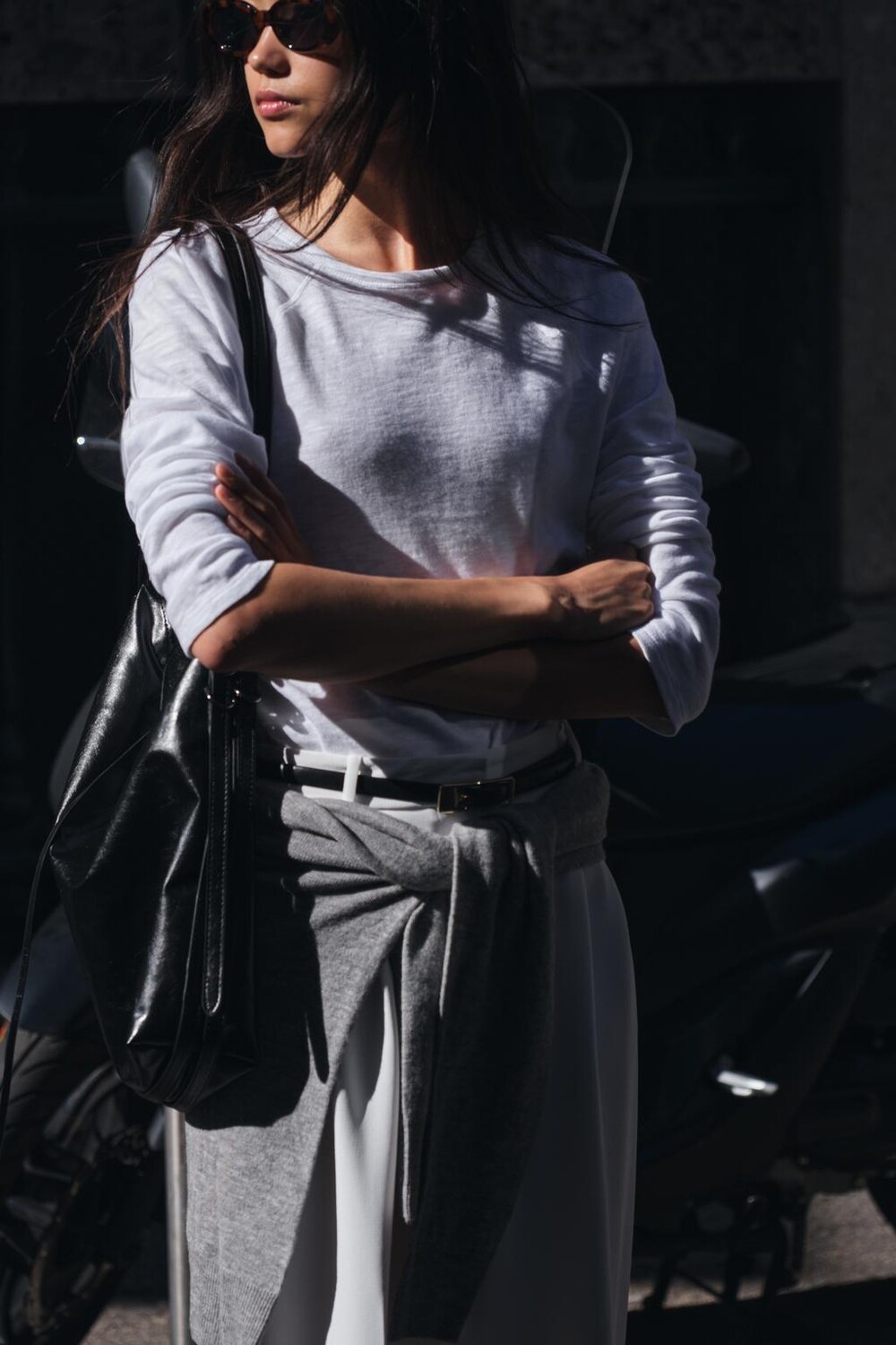 

Футболка из хлопка с длинным рукавом ZARA, белый
