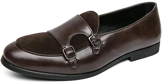 

Мужские классические туфли-лоферы Santimon с двойной пряжкой, слипоны для повседневной и официальной носки, коричневый
