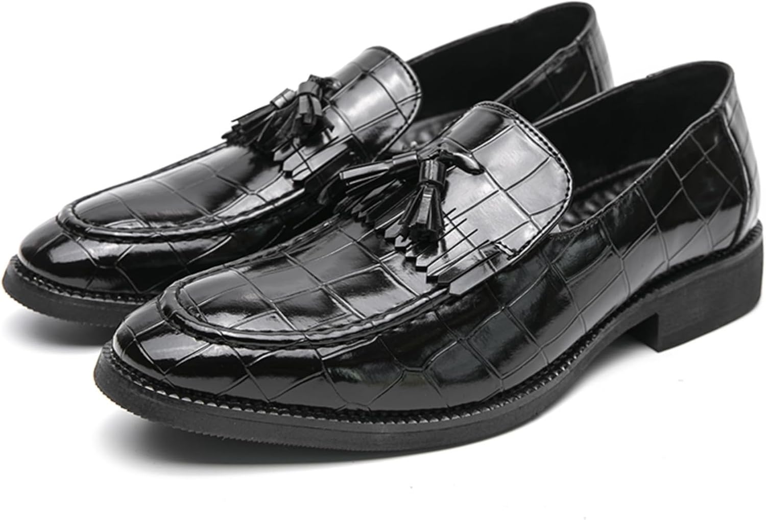 

Мужские оксфорды с кисточками, верх из кожи высокого класса, без шнурков, подошва из противоскользящей резины, идеально подходят для свадьбы, вечера и работы Aokisx, черный