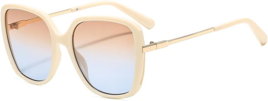 

Ретро, ​​универсальные солнцезащитные очки с крупной оправой, градиентной квадратной формой, женские, модные, для путешествий и отдыха, мужские, с защитой от УФ-излучения UV400 UATXTAU, Beige Blue