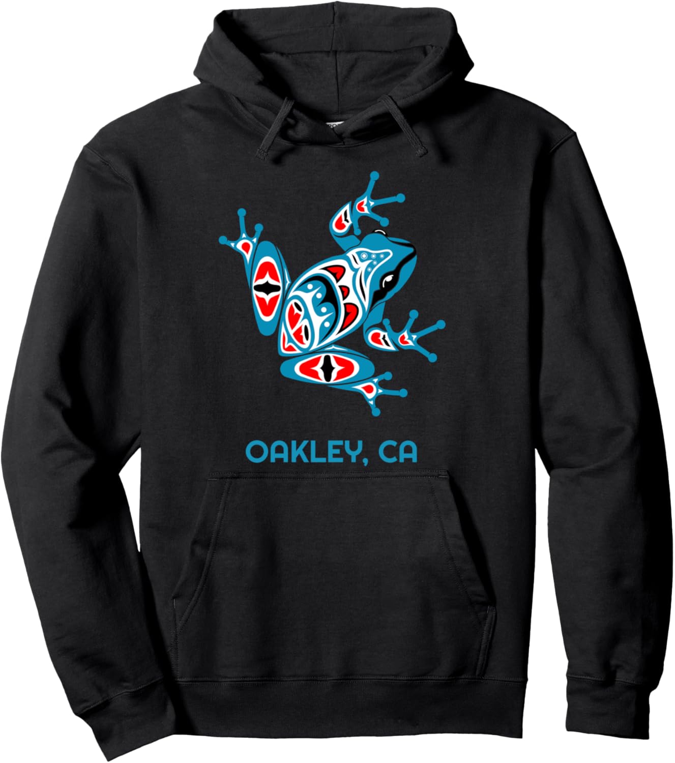 

Худи Oakley Red Blue Frog PNW Native American California Oakley Ca Native Frog Pacific Northwest Coast, черный