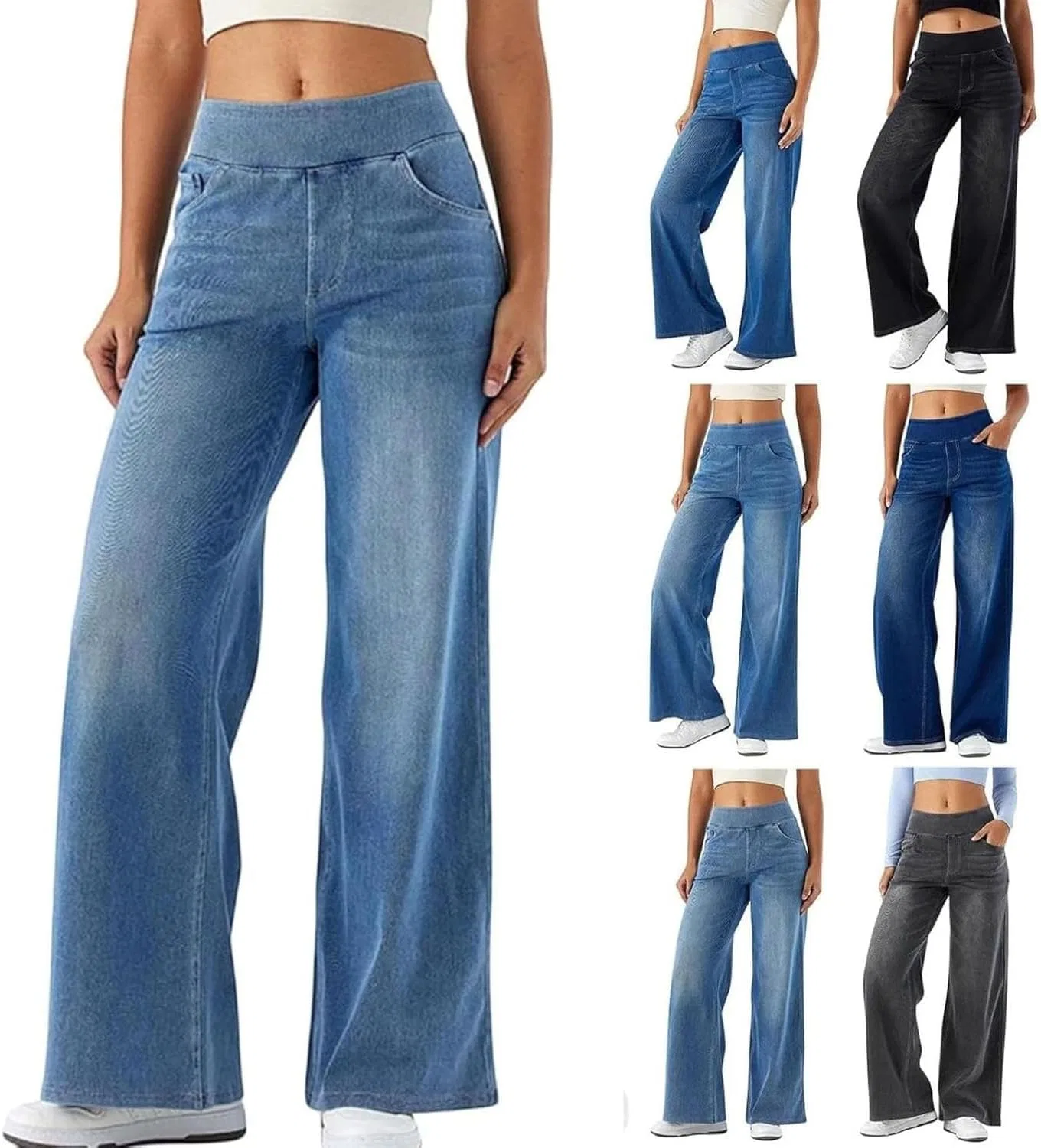 Джинсы свободные Women Sweatpant Jeans, Light Blue