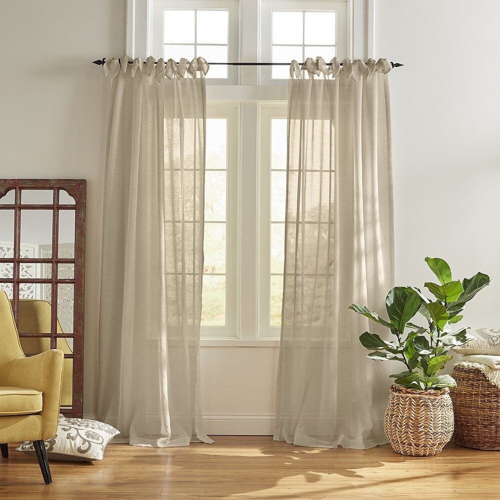 

Elrene Home Fashions Венская прозрачная оконная занавеска с завязками, цвет Flax