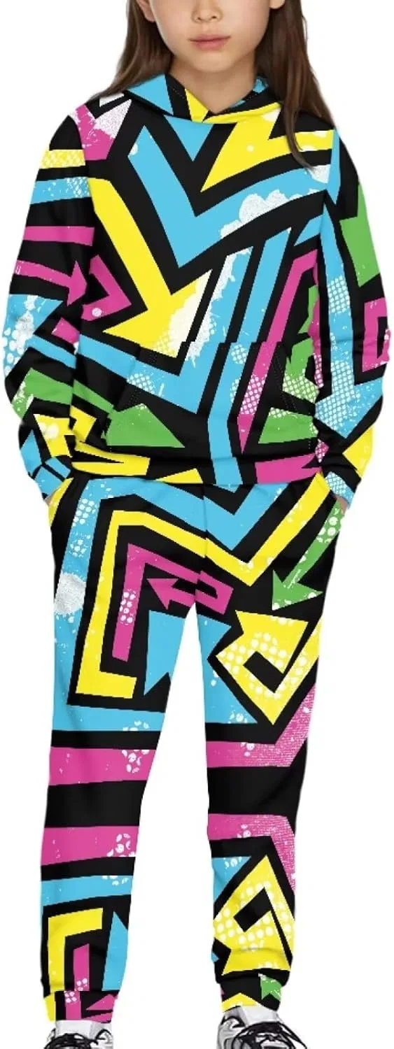 Детский спортивный костюм YECARYPOD, толстовка и джоггеры, Colorful Geometric