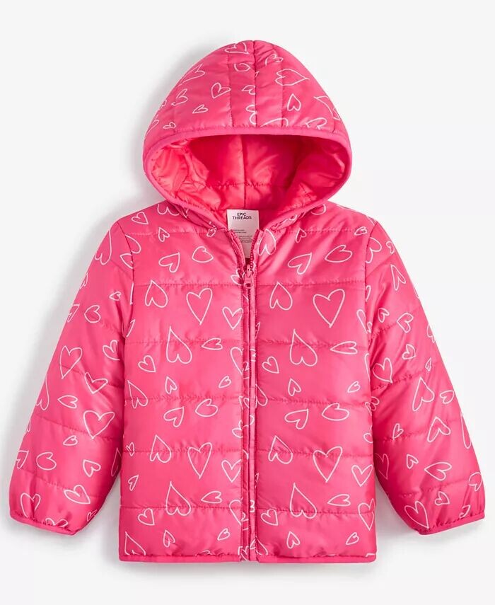 

Двусторонняя куртка-пуховик Toddler Girls Tossed Hearts Epic Threads, розовый