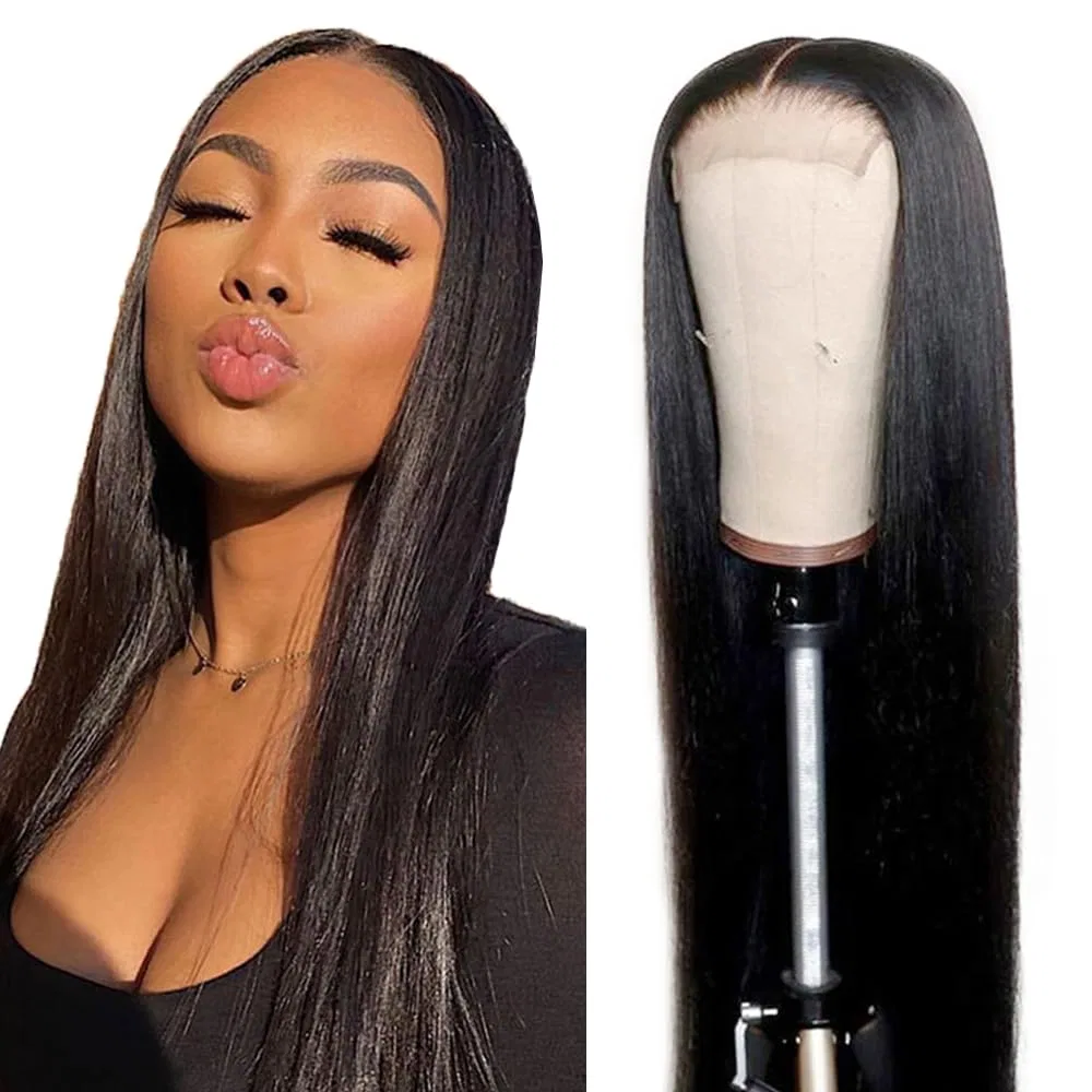 Женский парик из натуральных волос «4x4 Swiss Lace Frontal» Creuost, #1B-Natural Black-St-4X4