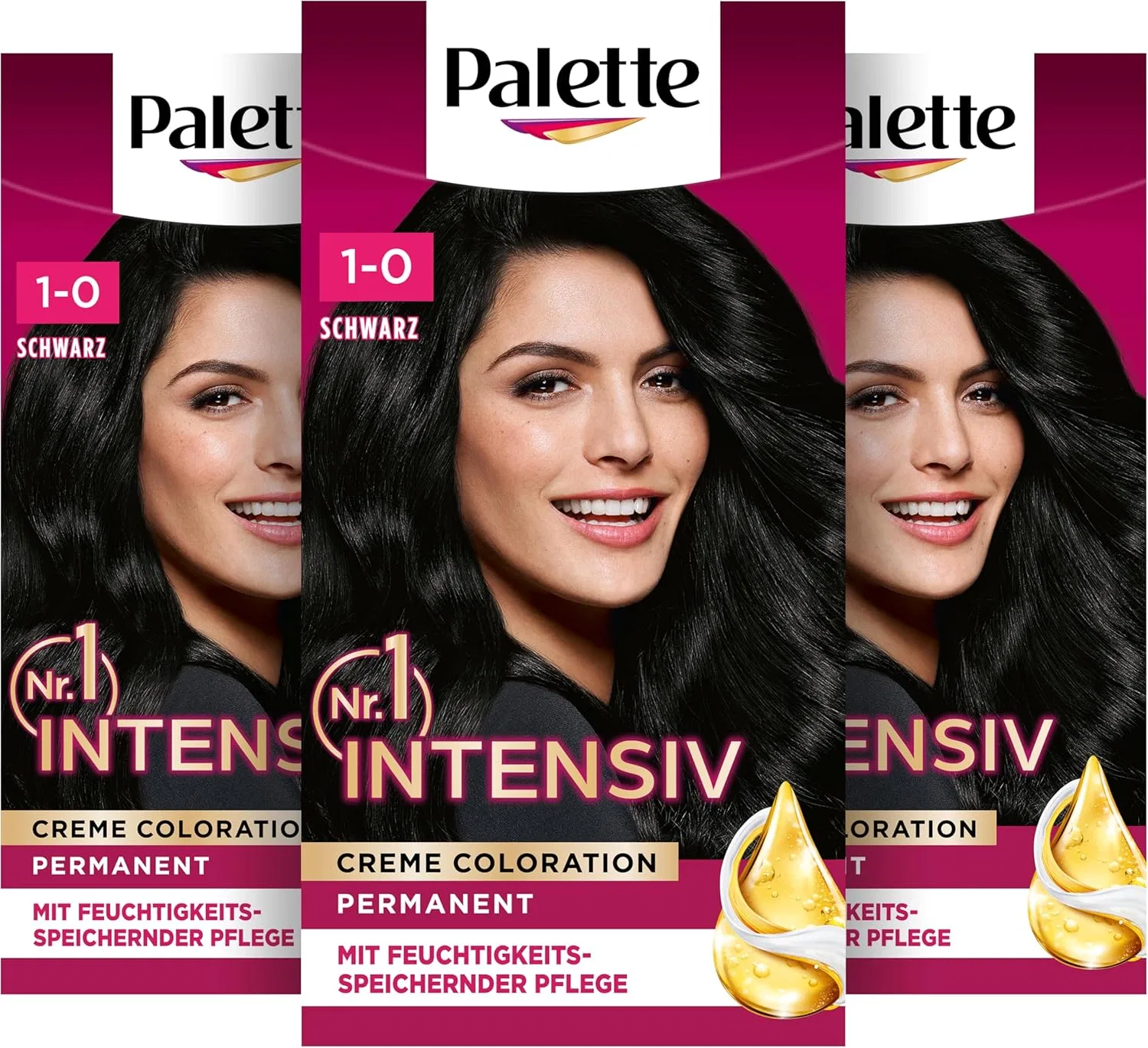 Стойкая крем-краска для волос Palette Intensive 1-0/900 черный (3 x 115 мл) Palette