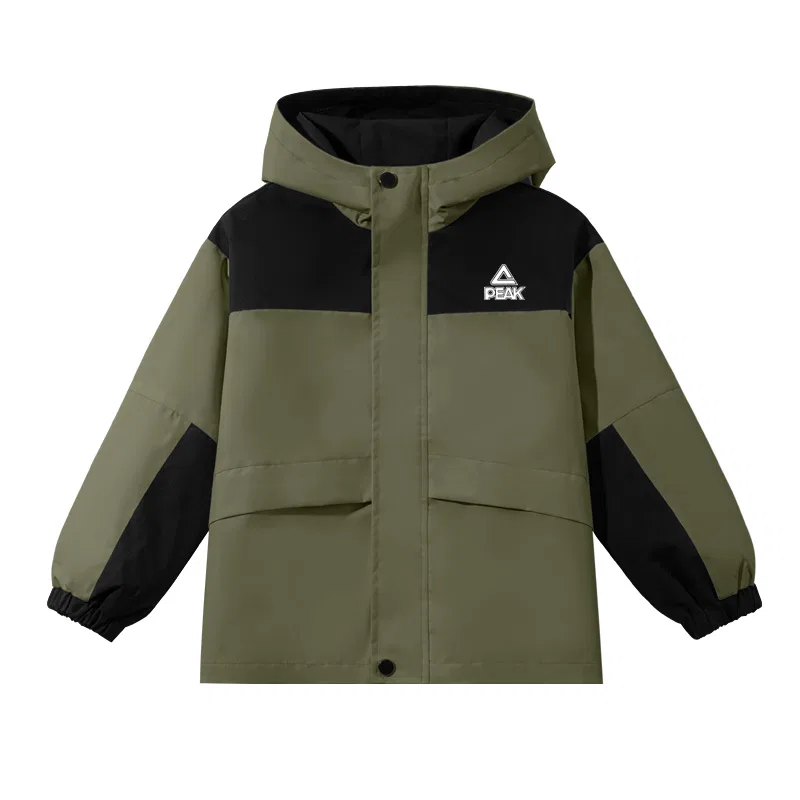 Детская софтшелл куртка с капюшоном PEAK Army Green