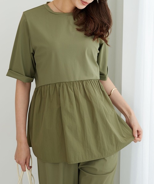 

Футболка из комбинированных материалов BELLUNA PLUS, цвет хаки