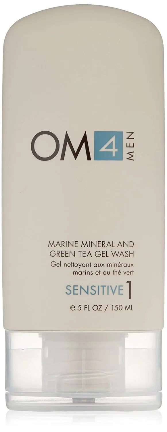 Organic Male OM4 Sensitive Step 1 - Гель для умывания с морскими минералами и зеленым чаем, подходит для всех типов кожи и помогает справиться с проблемами чувствительной кожи у мужчин.