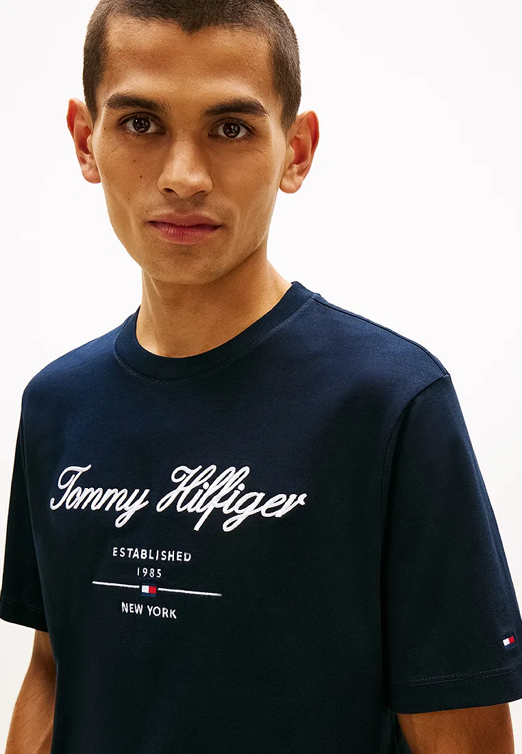 Футболка с вышитым логотипом, Tommy Hilfiger, темно-синий — фото 3