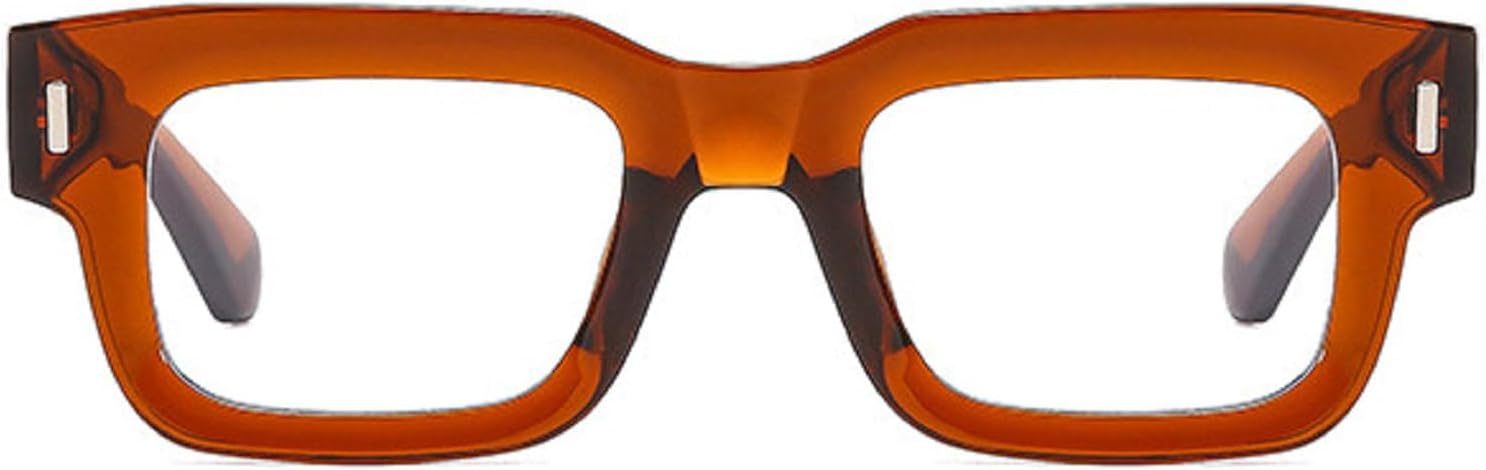 

Квадратные солнцезащитные очки для женщин в винтажном стиле с заклепками, модные солнцезащитные очки с прозрачными линзами с градиентом цвета океана, солнцезащитные очки UV400 для мужчин в стиле панк mincl, Brown&clear