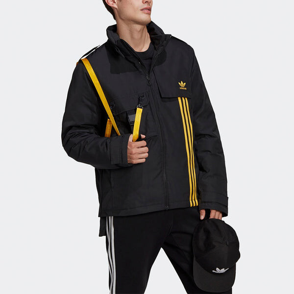 Пуховик adidas originals Utility Dwn Jkt Windproof Stand Collar Sports Down Jacket Black, черный — фото 3