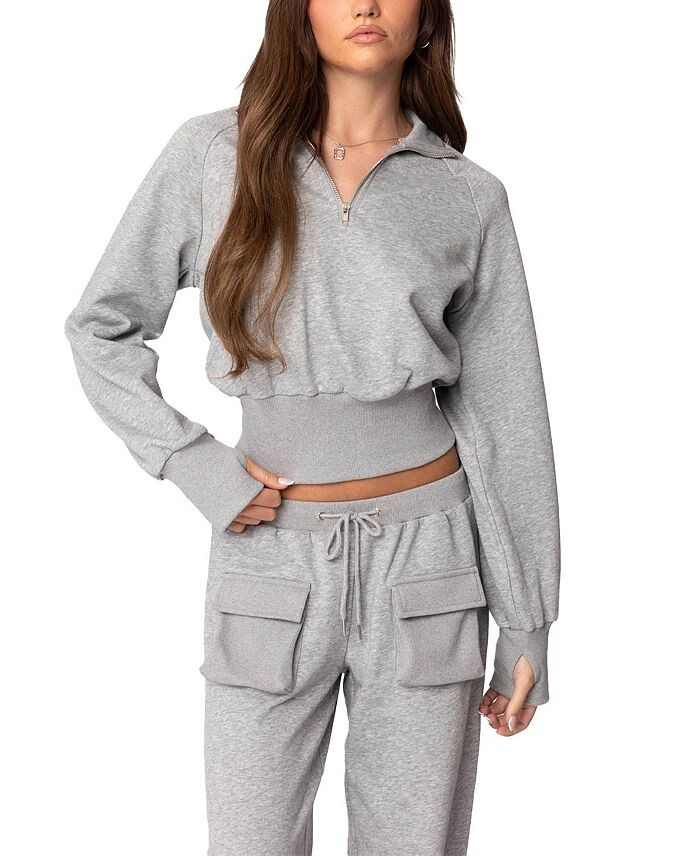 

Толстовка женская Bailey French Terry Quarter Zip Top Edikted, серый