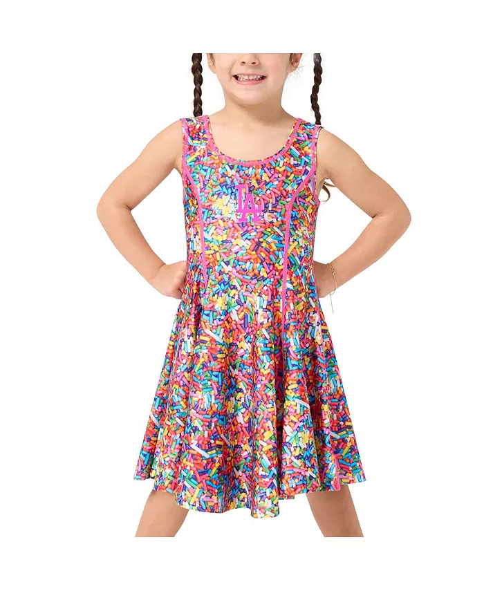 

Детское платье-клеш для девочек Los Angeles Dodgers розового цвета с глянцевым блеском Terez