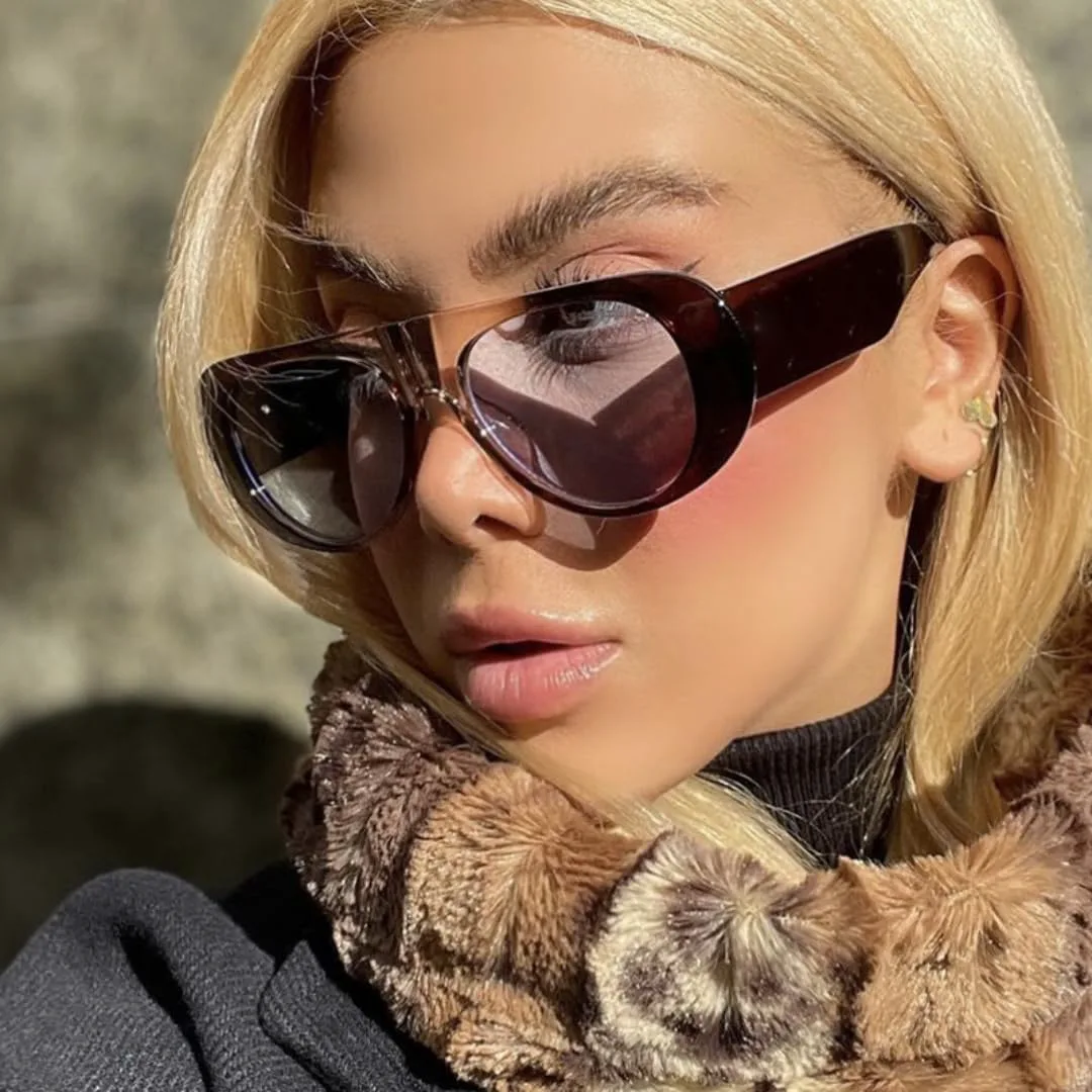 

Солнцезащитные очки в винтажной оправе для женщин и мужчин, роскошные дизайнерские очки в стиле панк, популярные очки для активного отдыха SZVVBKK, Leopard Brown