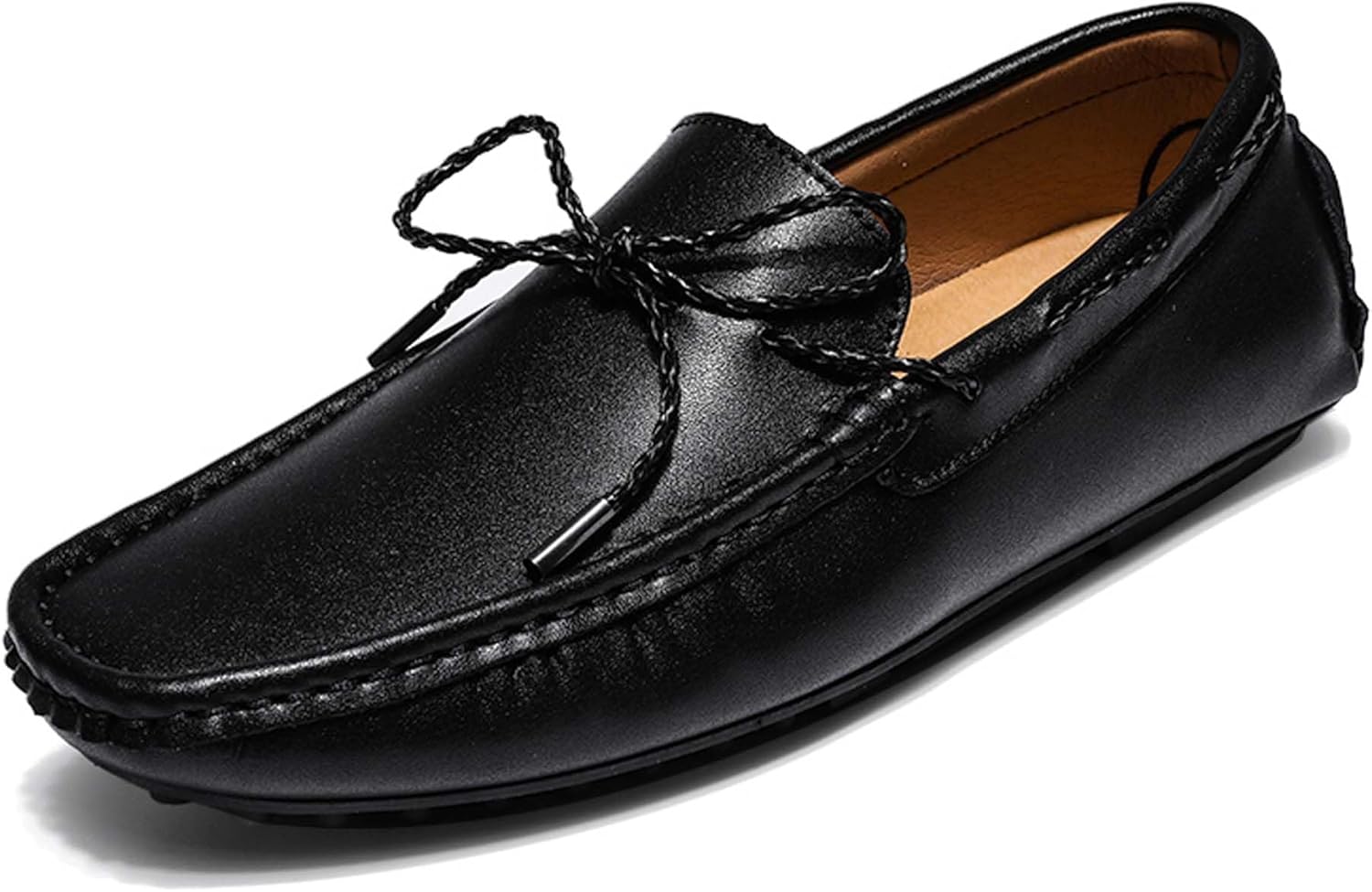 

Мужские лоферы, модные шнурованные деловые повседневные формальные туфли, противоскользящие, дышащие, офиса, банкетов, свадеб, костюмов и платьев, кожаная обувь Generic, черный