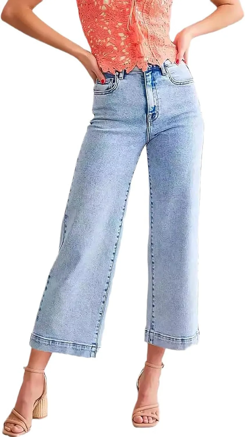 

Женские джинсы Relaxed Fit Stretch Cropped Wide Straight Leg Glkaend