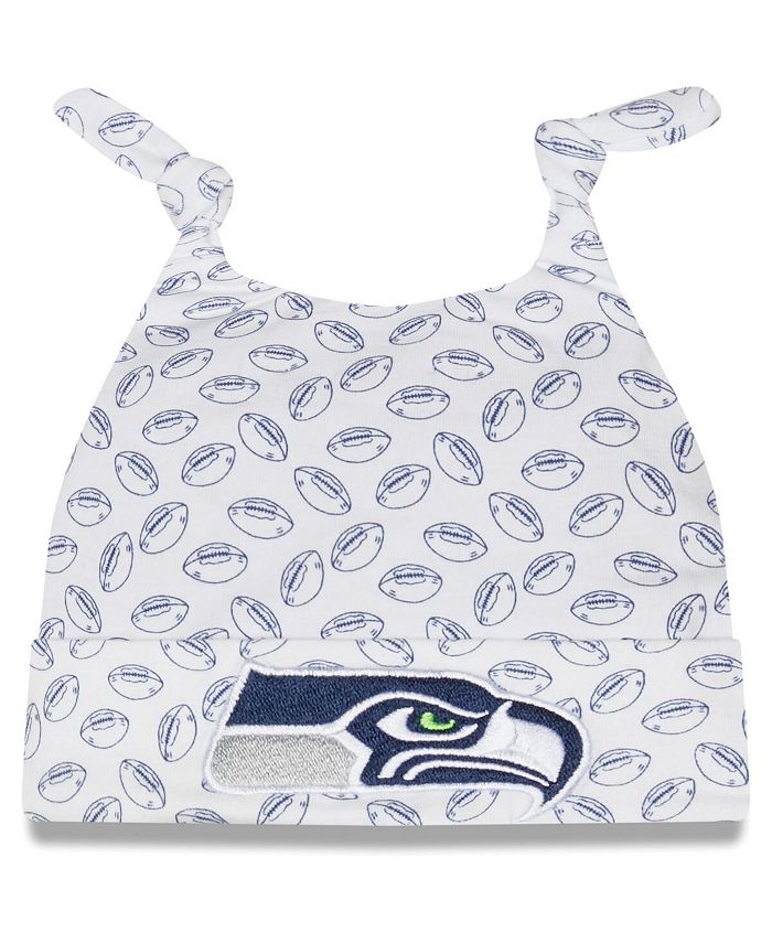 

Белая вязаная шапка для новорожденных Seattle Seahawks Cutie с манжетами New Era, белый