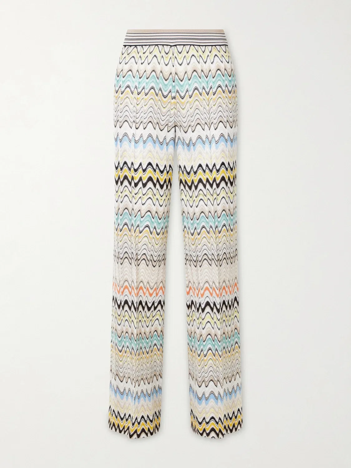 Вязаные крючком полосатые широкие брюки Missoni, белый