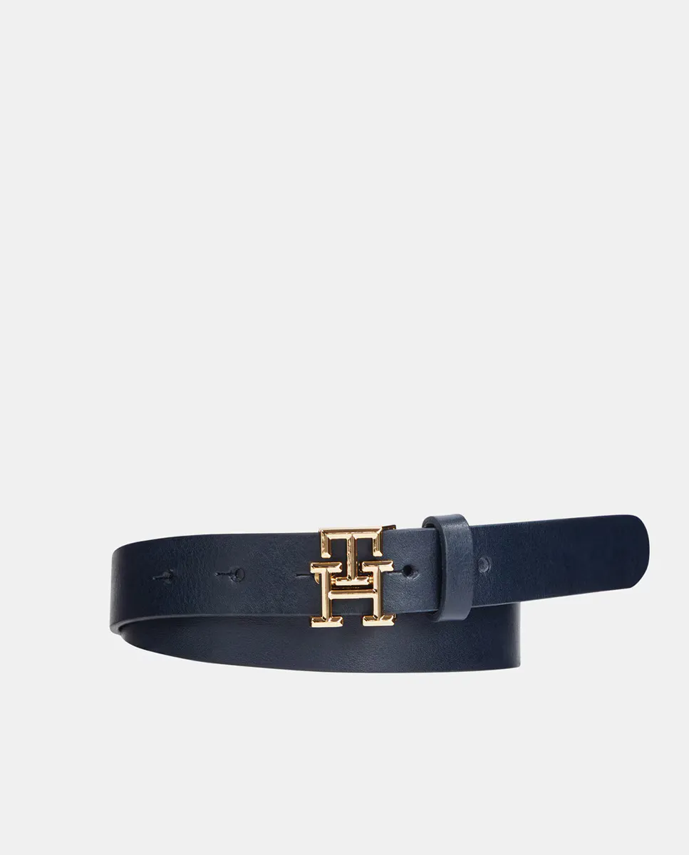 

Женский темно-синий кожаный ремень с пряжкой-логотипом Tommy Hilfiger