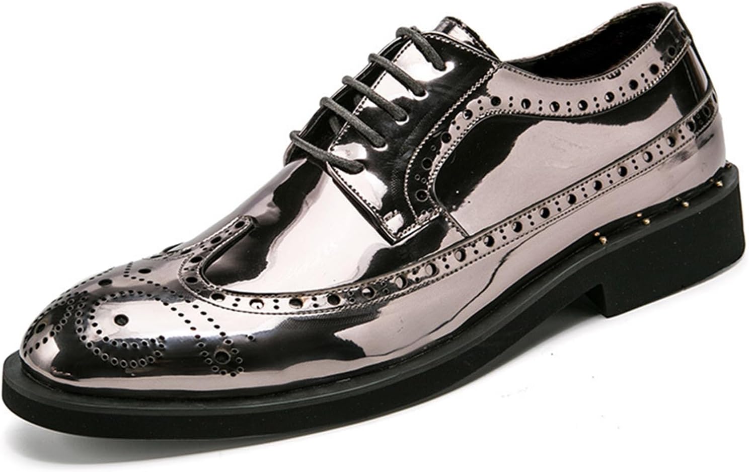 

Мужские оксфорды OXCOWNIU с кружевами, кожаные лакированные бальные свадебные туфли, удобные современные повседневные оксфорды, серебро