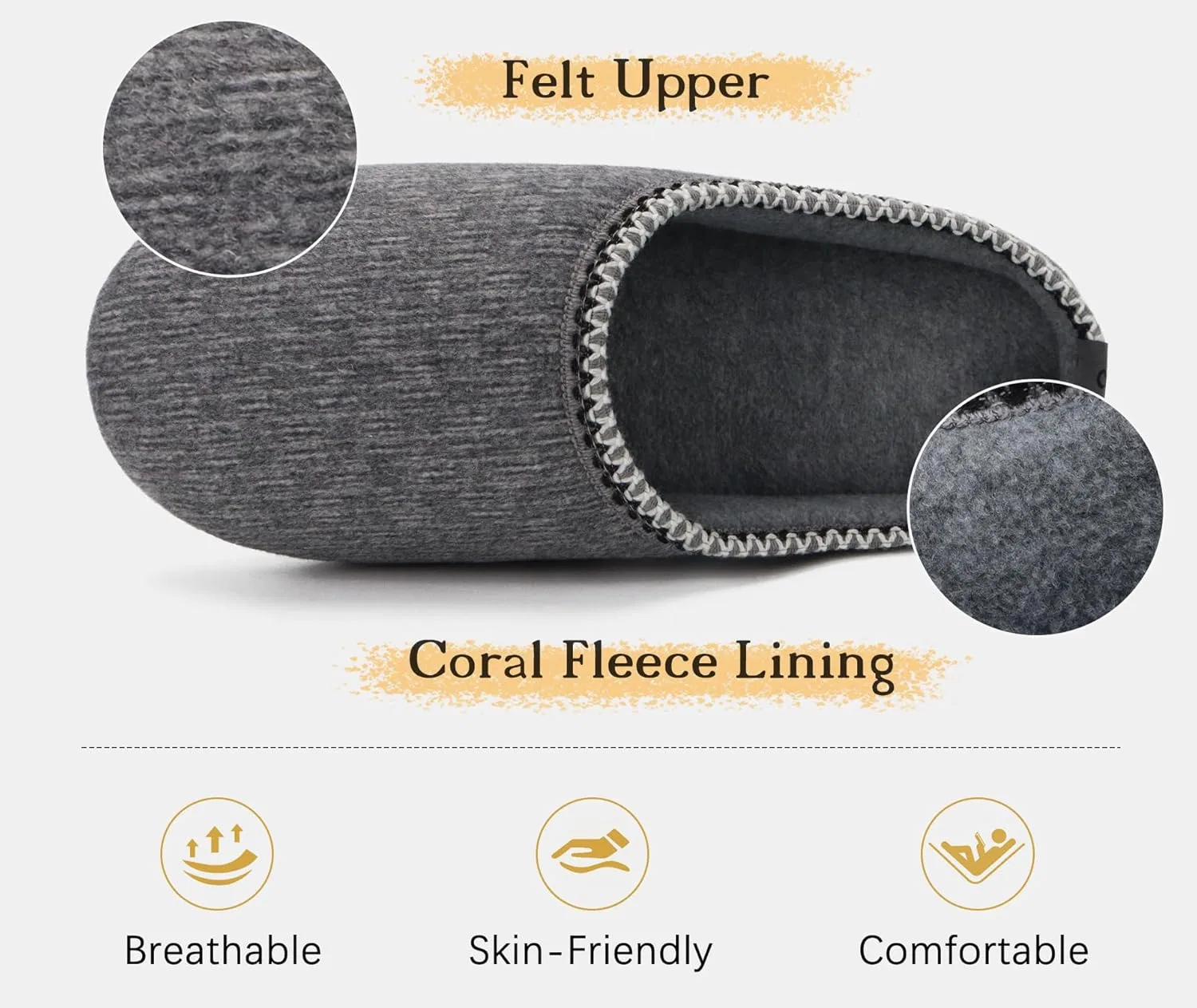 Мужские мягкие тапочки COFACE Cuddly Mules, удобные тапочки из пены с эффектом памяти, мягкие домашние тапочки для мужчин, для дома и улицы, Gray — фото 4