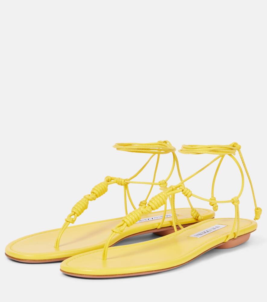 сандалии на ремешках из кожи oaxaca Aquazzura, Lemonade — фото 4