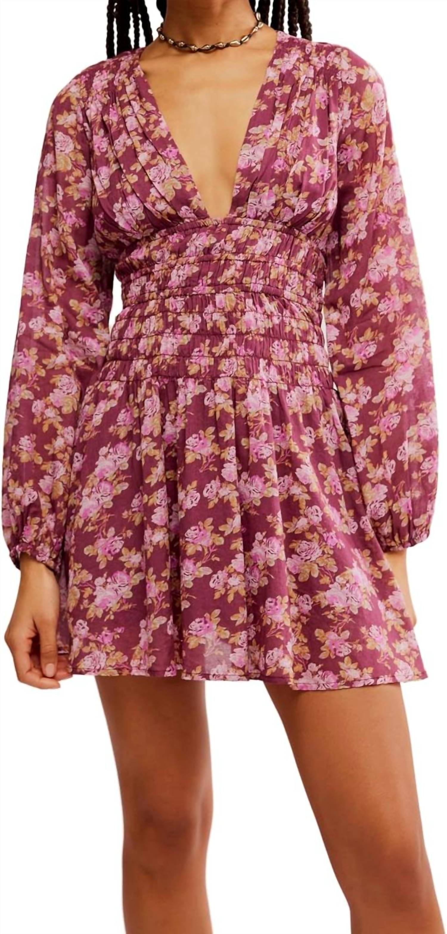 

Платье Keep You Mini в ягодном цвете Free People, цвет berry combo