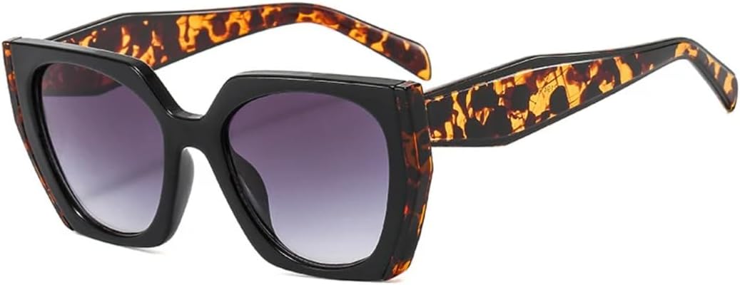 

Популярные модные солнцезащитные очки «кошачий глаз» с многоугольным оправой для женщин, винтажные, с прозрачным градиентом, защита от УФ-излучения UV400, двухцветные, для мужчин UUPTTPL, Black Leopard Gray