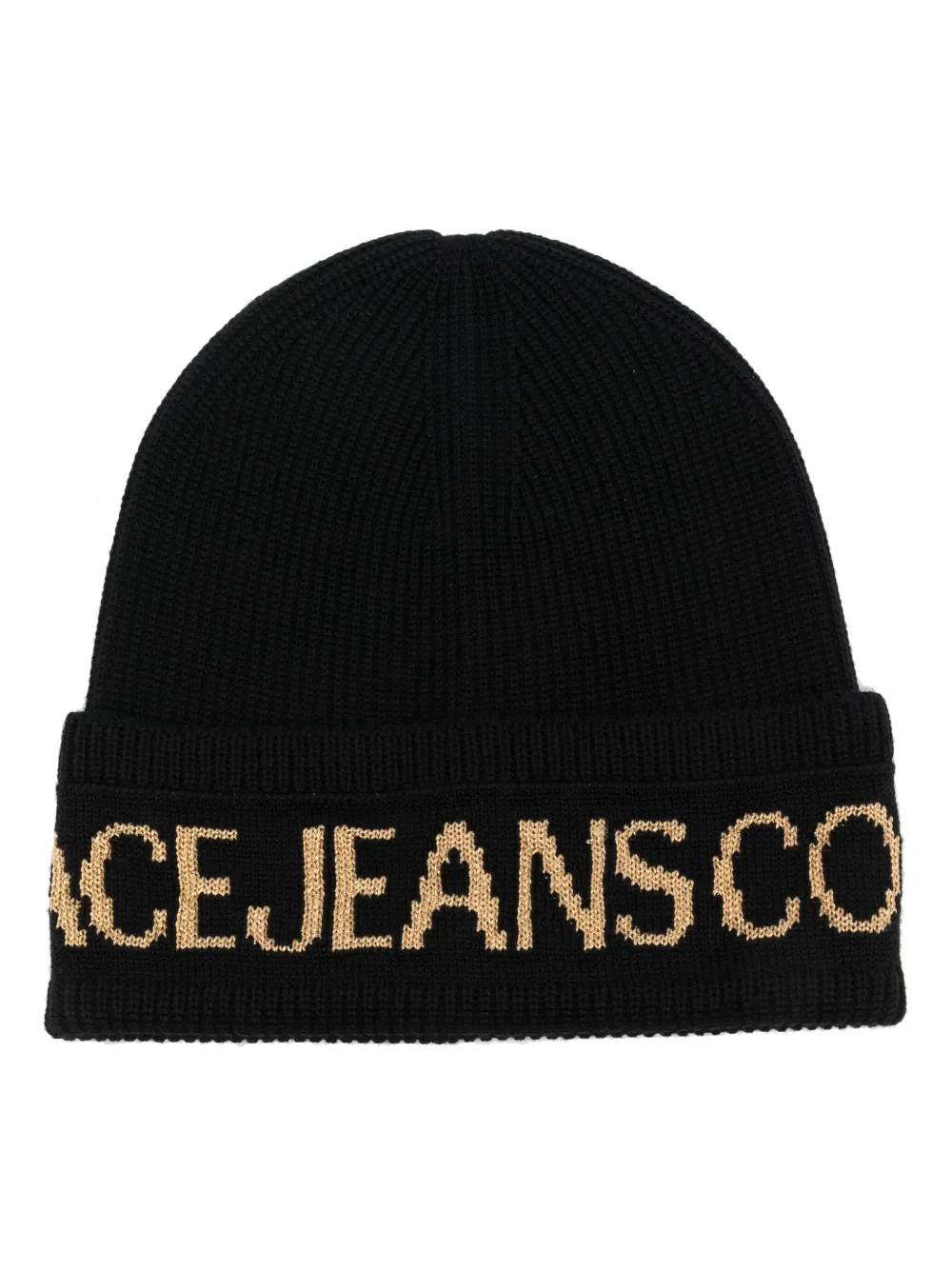 

Шерстяная шапка бини с логотипом Versace Jeans Couture, черный
